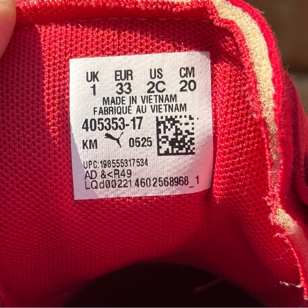 Puma Palermo Kids Sneakers Size (2) Red Pink Suede Black Stripe Gum Sole - Picture 8 of 8
